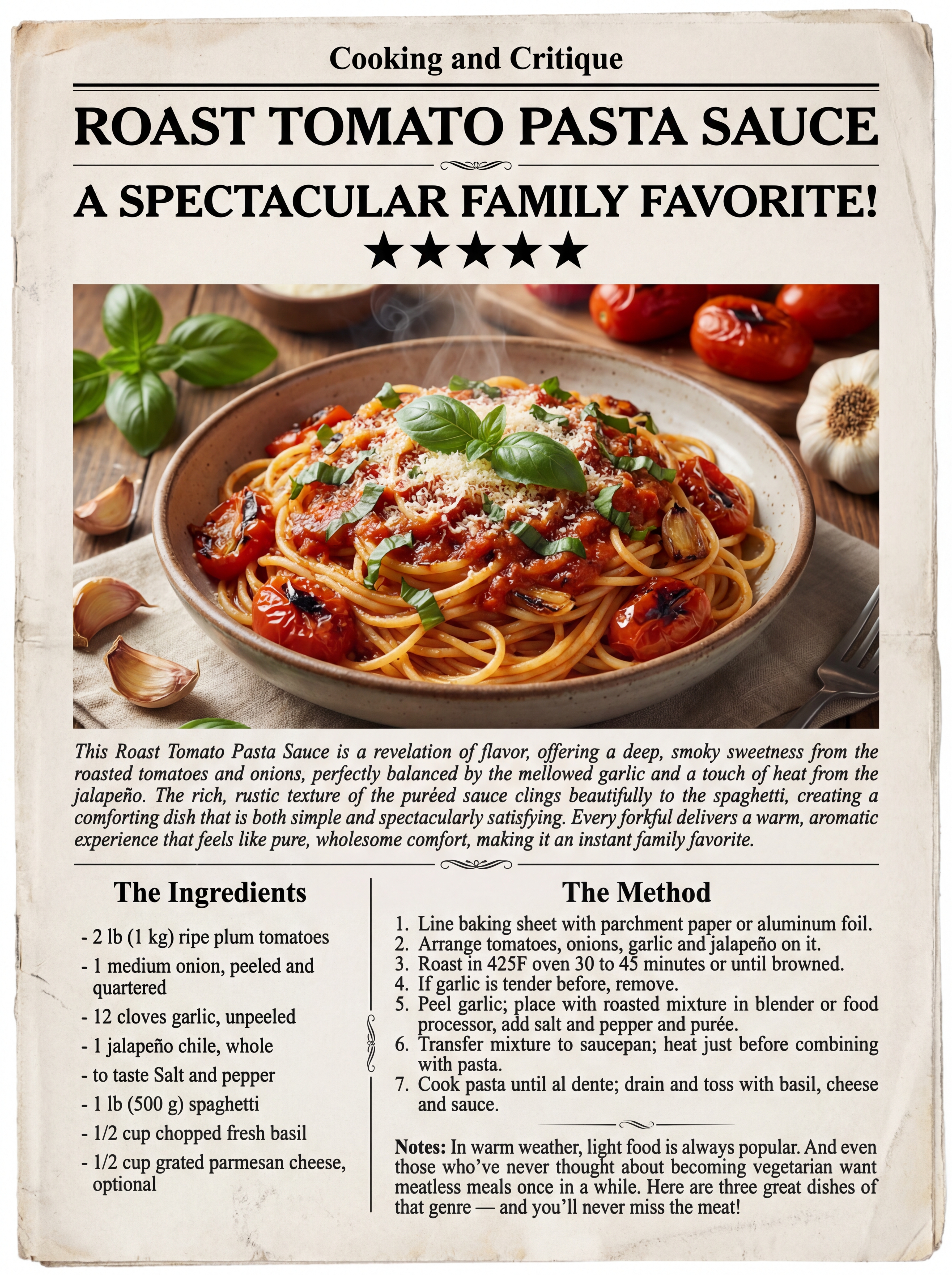 Roast Tomato Pasta Sauce by Heritage Recipe